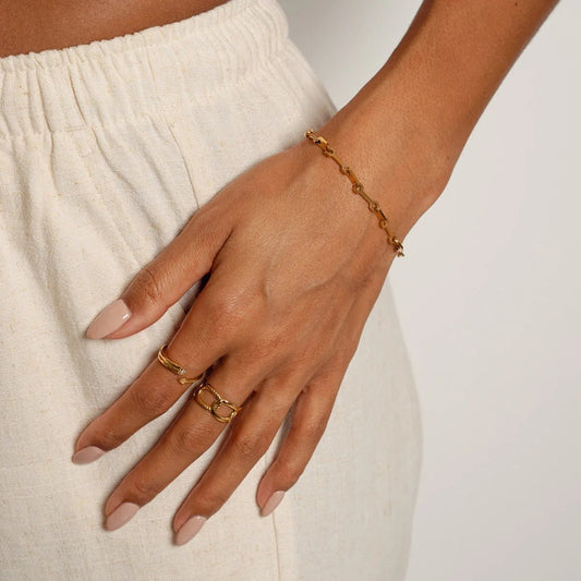 Pulseira Corrente Elos Tablet Banhada em Ouro 18K