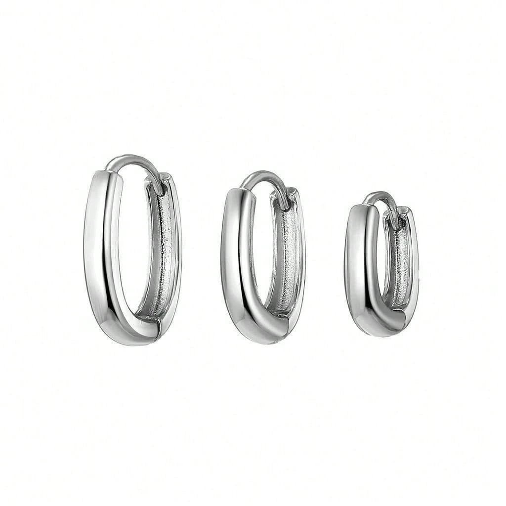 Kit 3 pares Brincos Clássicos Simples em forma de U 