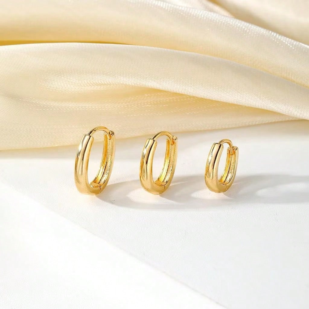 Kit 3 pares Brincos Clássicos Simples em forma de U 