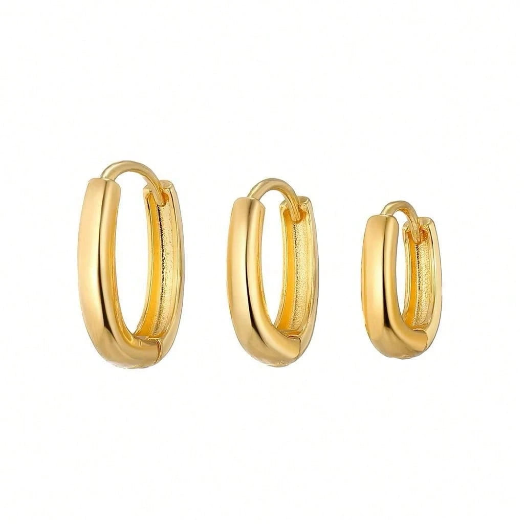 Kit 3 pares Brincos Clássicos Simples em forma de U 