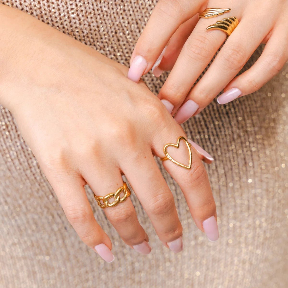 Anel Corrente Bold Ajustável Banhado em Ouro 18K