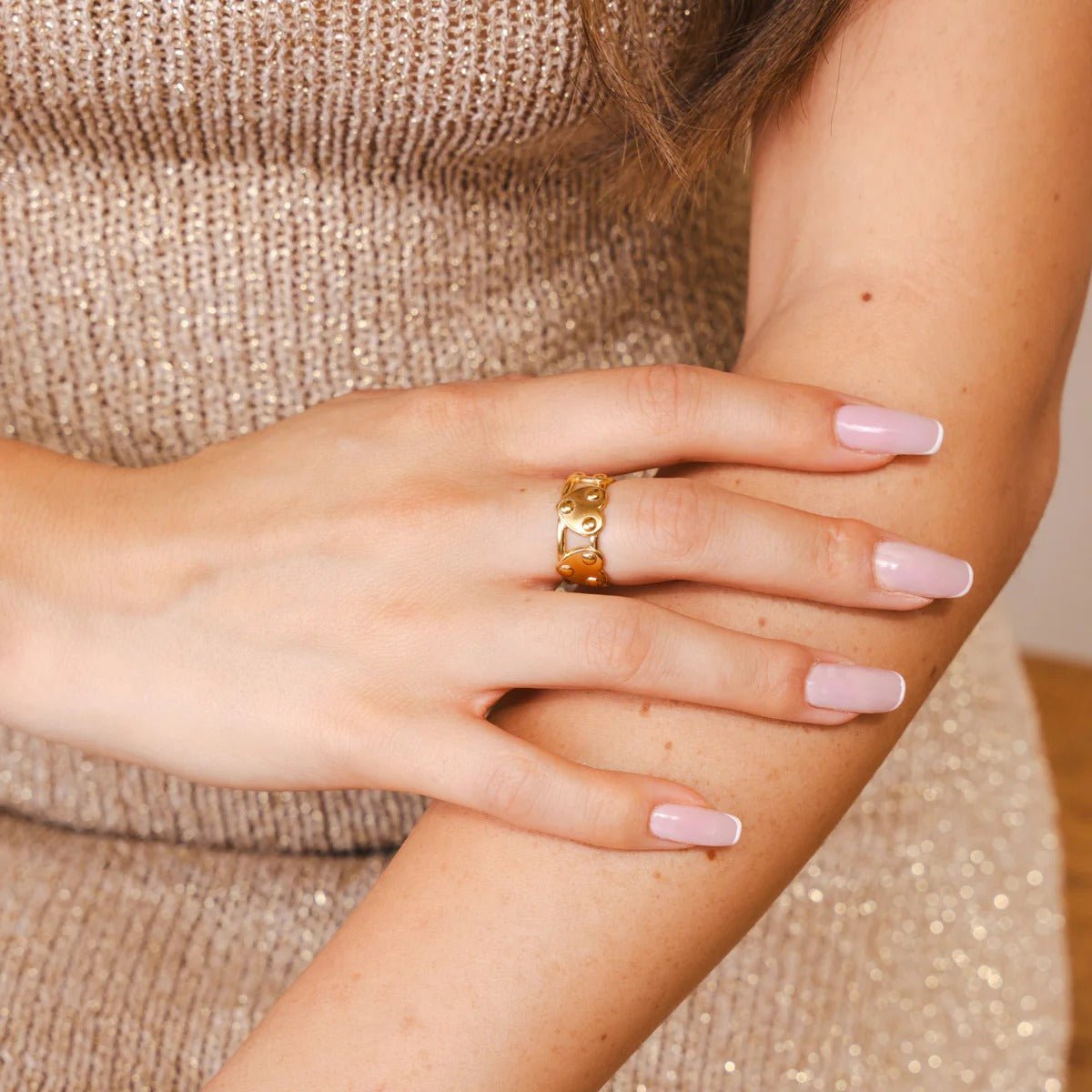 Anel Eterno Coração Ajustável Banhado em Ouro 18K