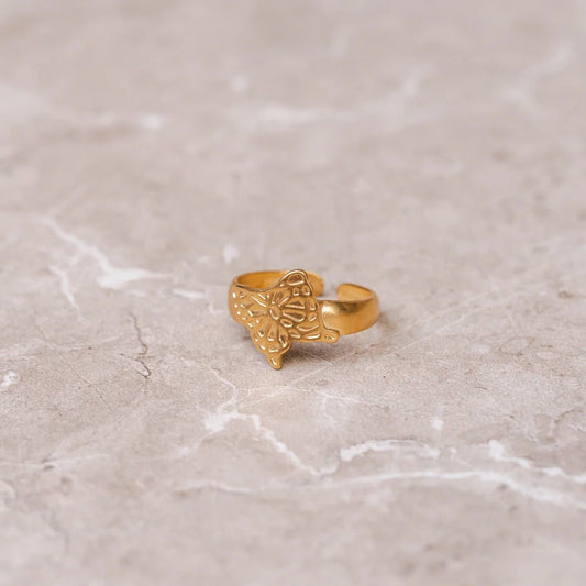 Anel Flora Ajustável Banhado em Ouro 18K