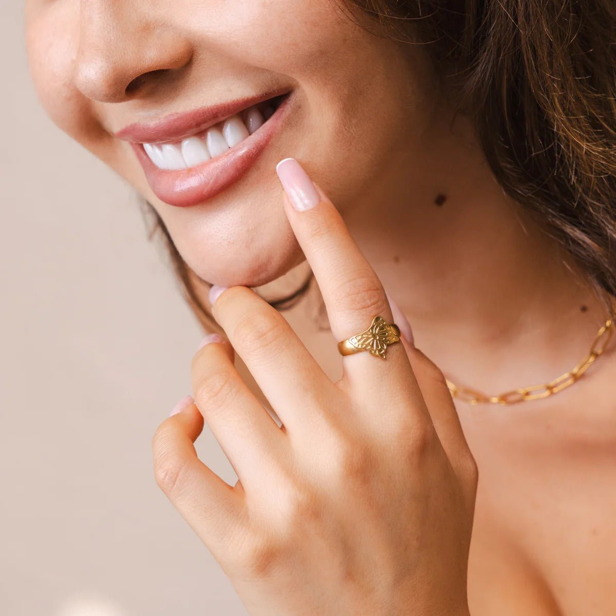 Anel Flora Ajustável Banhado em Ouro 18K