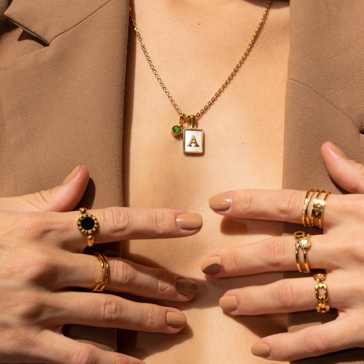 Anel Olho Grego Ajustável Banhado em Ouro 18K