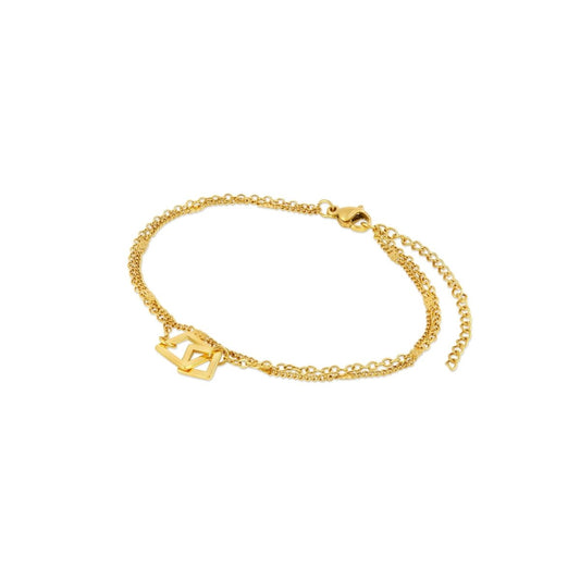 Pulseira Pingente Elo Quadrado Banhada em Ouro 18K